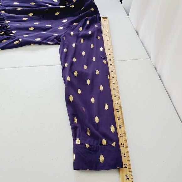 Solitaire Gold Dot Button Front Tunic Size XL Long Sleeve Hi-Low Hem Mini Dress - Picture 11 of 13